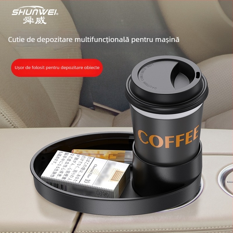 Shunwei SD-1043 Suport auto din plastic pentru pahare și tavă pentru gustări – Universal
