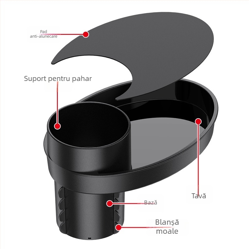 Shunwei SD-1043 Suport auto din plastic pentru pahare și tavă pentru gustări – Universal