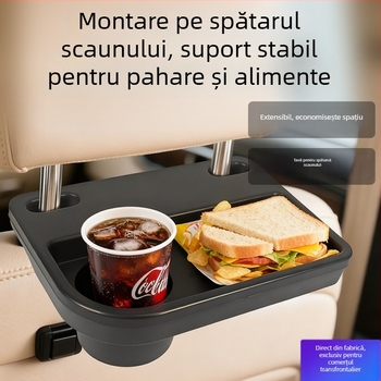 Suport pentru pahare pentru scaunul din spate cu tavă de depozitare — ABS, model AC-2275, pentru spatele scaunului, rezistent la apă, rezistent la presiune, personalizabil