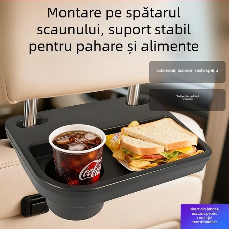 Suport pentru pahare pentru scaunul din spate cu tavă de depozitare — ABS, model AC-2275, pentru spatele scaunului, rezistent la apă, rezistent la presiune, personalizabil
