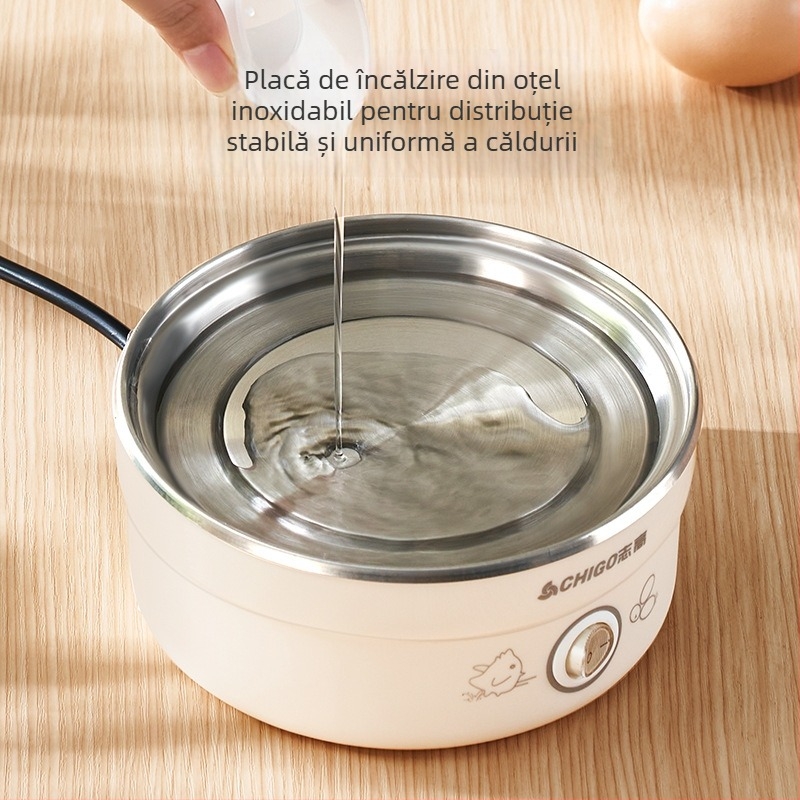 Fierbător de ouă Chigo cu dublu nivel de abur, întrerupere automată, 350W, 220V – ouă fierte, paste gătite la abur și budincă de ou