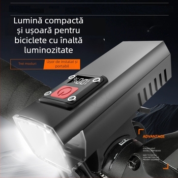 Lumină frontală pentru bicicletă cu afișaj digital inteligent – ultralumină, pentru ciclism nocturn, far frontal, lanternă de mână