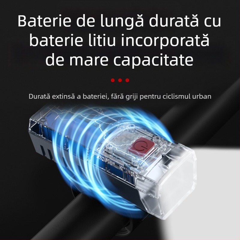 Lumină frontală pentru bicicletă cu afișaj digital inteligent – ultralumină, pentru ciclism nocturn, far frontal, lanternă de mână