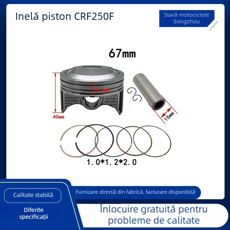 Set de inele de piston pentru Honda CRF230F (2007–2015) – 3 caneluri pentru inele, inel combinat, secțiune conică