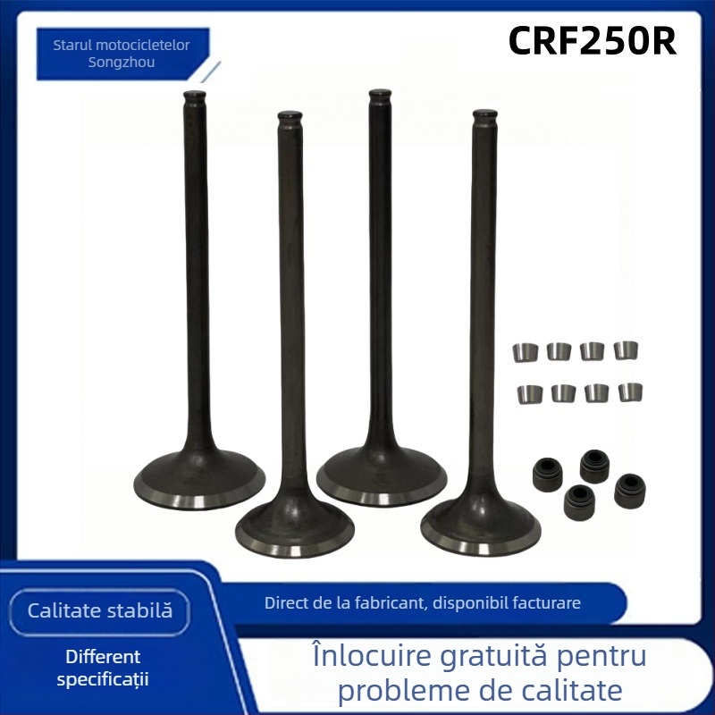 Kit Valve Hengyu pentru Honda CRF250R/CRF250X — valve de admisie și evacuare, 250cc; compatibil CRF250R (2004–2007) și CRF250X (2004–2017); numerele de piesă 14711-KRN-670, 14721-KRN-670