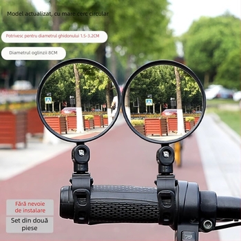 Oglindă retrovizoare pentru biciclete și biciclete electrice, oglinadă rotundă din plastic, Modelul 11, montaj ortodontic, design cu unghi larg