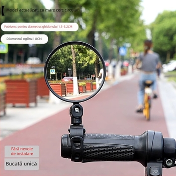 Oglindă retrovizoare pentru biciclete și biciclete electrice, oglinadă rotundă din plastic, Modelul 11, montaj ortodontic, design cu unghi larg