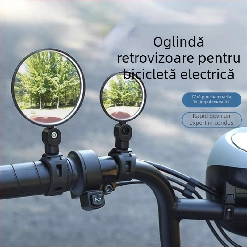 Oglindă retrovizoare pentru biciclete și biciclete electrice, oglinadă rotundă din plastic, Modelul 11, montaj ortodontic, design cu unghi larg