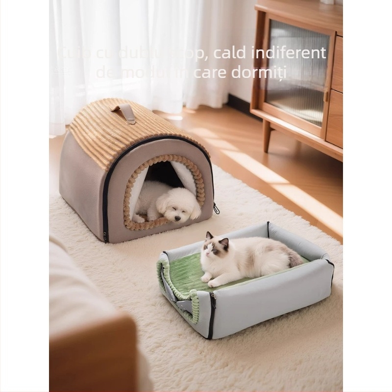 Cușcă pentru câini și cuib pentru animale de companie — lavabil, din bumbac PP, fără asamblare, utilizare în toate sezoanele