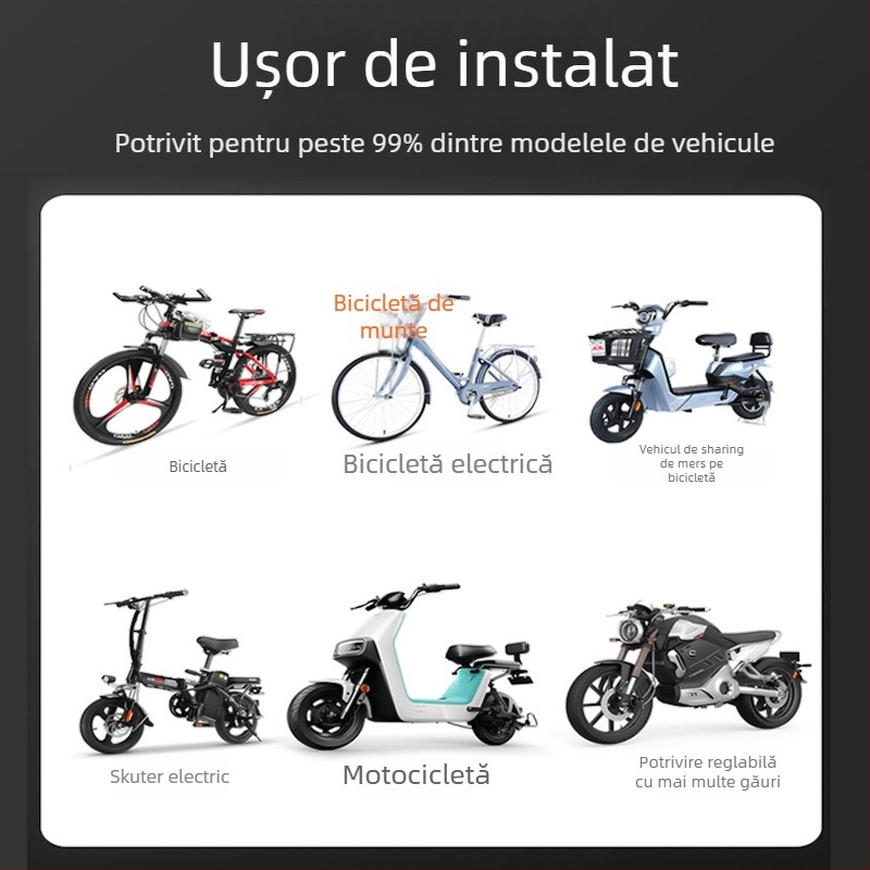 Mojiosaurus oglindă retrovizoare universală mică, rotundă, convexă pentru mașini electrice, motociclete și biciclete – montură cu eliberare rapidă