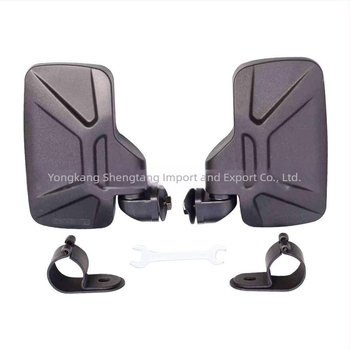 Adaptor oglindă pentru motocicletă pentru ghidon, 44 mm–50 mm, set 2 bucăți, plastic, oglindă rotundă, montaj cu dinți pozitivi