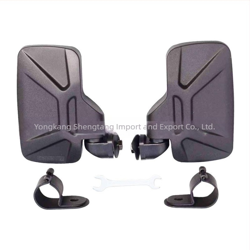 Adaptor oglindă pentru motocicletă pentru ghidon, 44 mm–50 mm, set 2 bucăți, plastic, oglindă rotundă, montaj cu dinți pozitivi