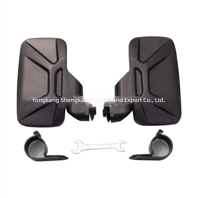 Adaptor oglindă pentru motocicletă pentru ghidon, 44 mm–50 mm, set 2 bucăți, plastic, oglindă rotundă, montaj cu dinți pozitivi