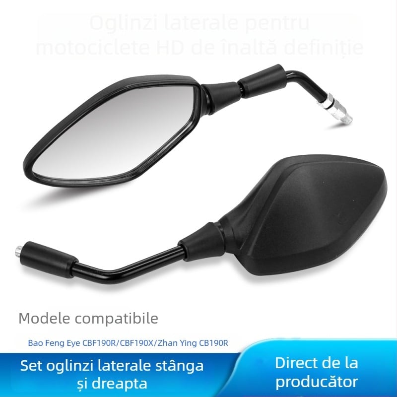 Oglindă retrovizoare pentru motocicletă, pătrată, carcasă PP; model JDL307; compatibilă cu CBF190 și Blast Front Eye