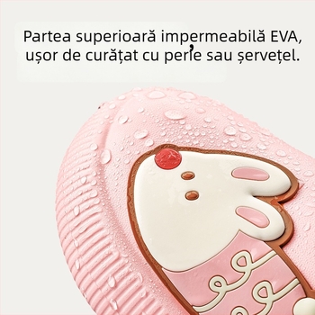 Papuci de casă din bumbac pentru copii — model cu desene animate, partea superioară și talpa din EVA, căldură de iarnă, unisex, vârste 4-16 ani
