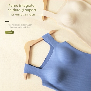 Maiou de bază cald pentru femei, cu cupă integrată, nylon, fără cusături, decolteu pătrat