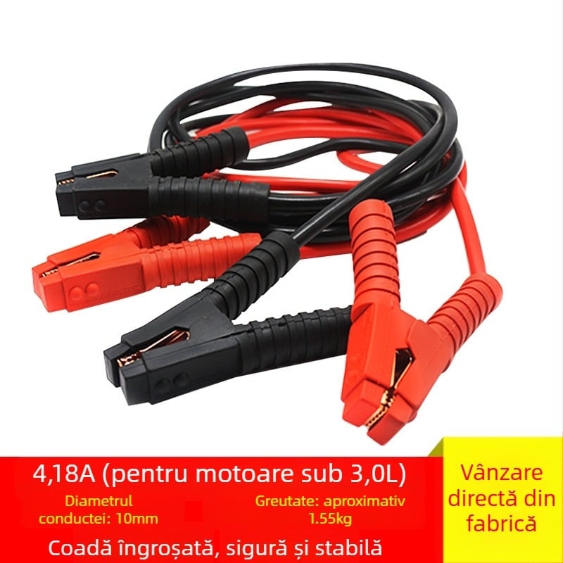 Cabluuri de pornire de urgență pentru mașină, cu nucleu de cupru, cabluri groase de baterie, amperaj ridicat 1200A/1800A/2500A pentru autoturisme, SUV-uri, vanuri și pickupuri
