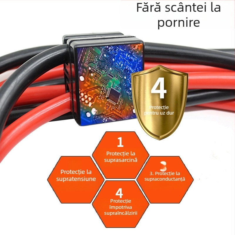Cabluuri de pornire de urgență pentru mașină, cu nucleu de cupru, cabluri groase de baterie, amperaj ridicat 1200A/1800A/2500A pentru autoturisme, SUV-uri, vanuri și pickupuri