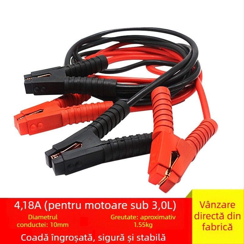 Cabluuri de pornire de urgență pentru mașină, cu nucleu de cupru, cabluri groase de baterie, amperaj ridicat 1200A/1800A/2500A pentru autoturisme, SUV-uri, vanuri și pickupuri