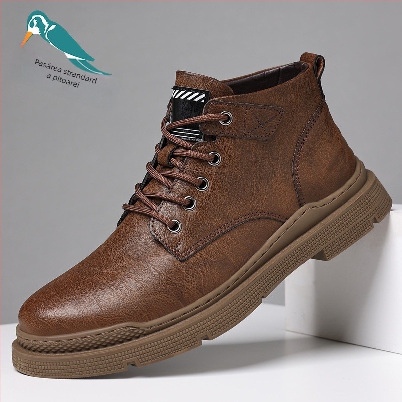 Papuci de iarnă pentru bărbați, din piele naturală, talpă de cauciuc, antiderapant, groși și calzi, pantofi casual de casă