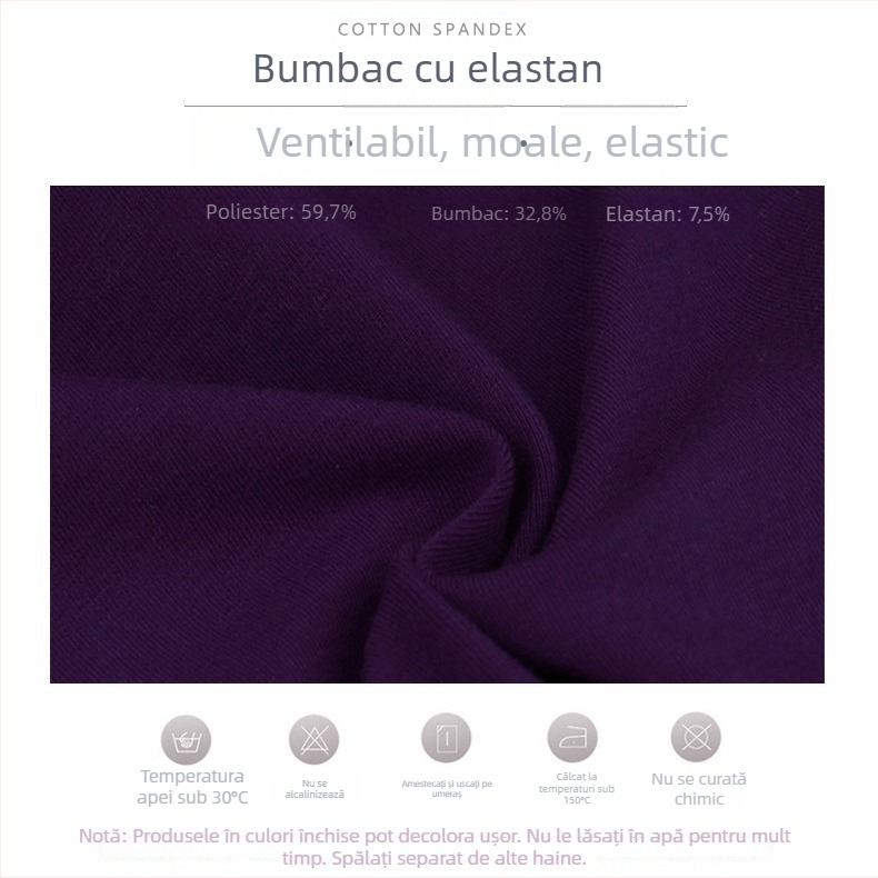 Costum de dans balet pentru fete: body cu mâneci lungi din bumbac, logo imprimat, model simplu, 95% bumbac, pentru copii