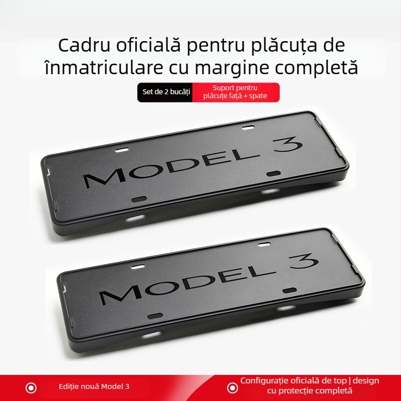 Ramă de înmatriculare Tesla Model 3/Y cu protecție pe margine – din plastic, WL-002