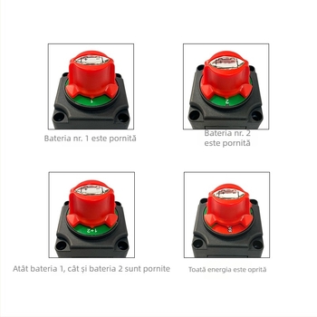 Comutator dual de baterii cu buton detașabil, model A1201-S, 12V 300A (1000A vârf)