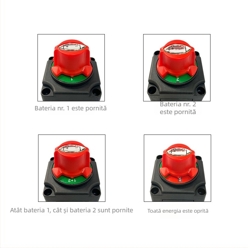 Comutator dual de baterii cu buton detașabil, model A1201-S, 12V 300A (1000A vârf)