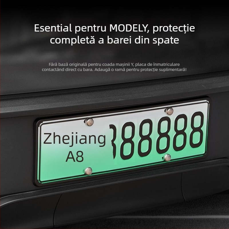 Ramă pentru plăcuța de înmatriculare Tesla, din plastic, pentru Model Y și Model 3, cu personalizare