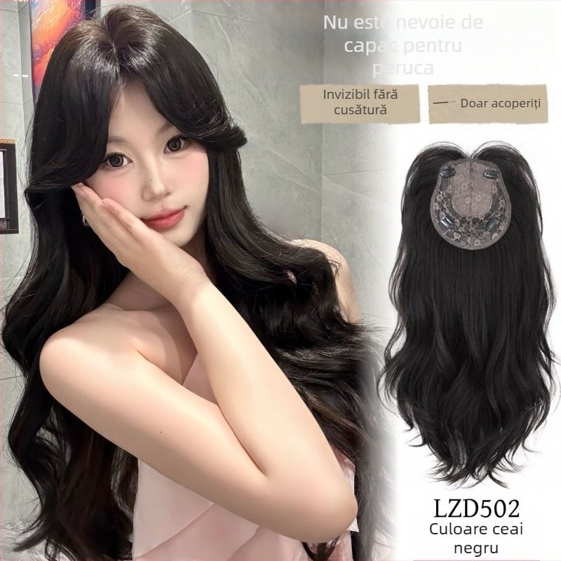 Perucă pentru femei cu păr lung și bucle, breton drept, material: mătase locală, prelucrare mecanică, model 502