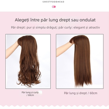 Perucă pentru femei, 3D păr pe partea superioară cu bucle, piesă de înlocuire păr