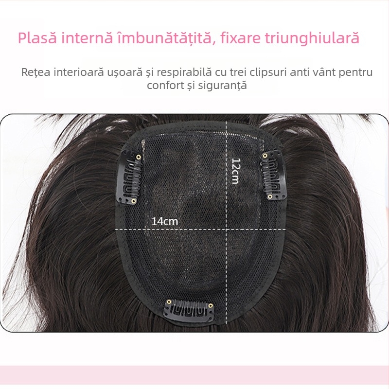 Perucă pentru femei, 3D păr pe partea superioară cu bucle, piesă de înlocuire păr