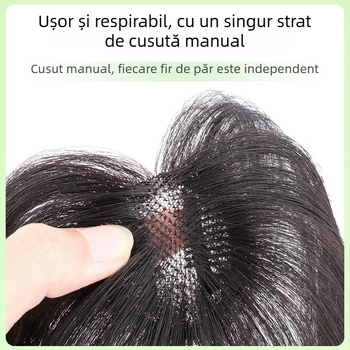 Patch pentru perucă din păr natural, formă de inimă, țesut semi-mână, drept, poate fi vopsit