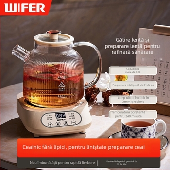 Ceainic de sănătate din sticlă, 1L, 220V, 400–500W, Termostat digital, Control cu microcomputer
