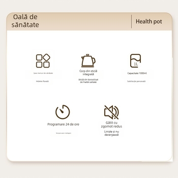 Ceainic de sănătate din sticlă, 1L, 220V, 400–500W, Termostat digital, Control cu microcomputer