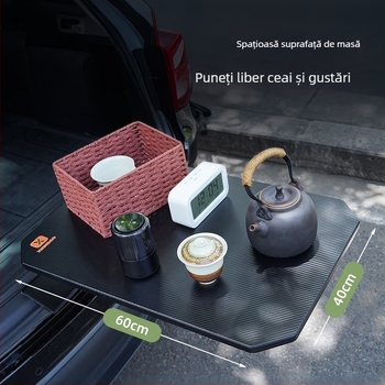 CHONGTENG Masă de portbagaj pentru automobil – lemn, montaj cu clic, pliere, demontare, rotație
