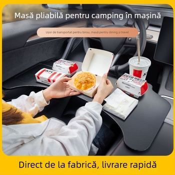 Tesla Model Y/3 Tavă pliabilă din plastic pentru masă în mașină, compatibilă Tesla Model Y/3, pentru șofer și pasager