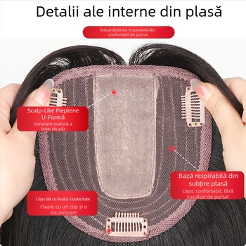 Patch de păr pentru partea superioară a perucii, din păr uman real, drept, 20–30 cm, respirant, poate fi vopsit, adaugă volum pentru acoperirea părului alb