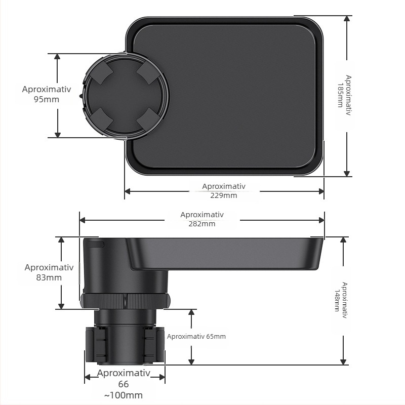 Suport auto cu masă rotativă și suport pentru pahar, model SD-1079, plastic, compatibil cu suportul original pentru pahare, potrivit pentru Ideal și Tesla