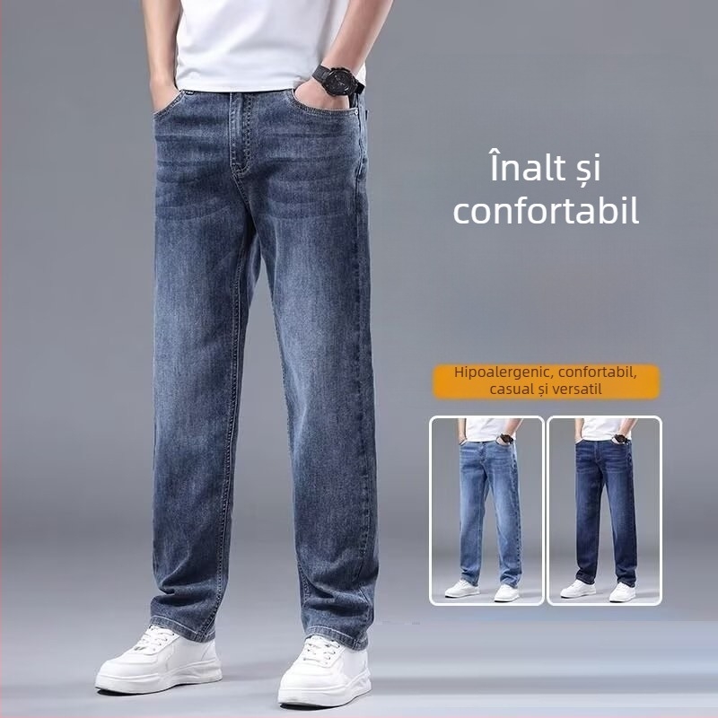 Pantaloni denim drepti – talie medie, elasticitate medie, stil urban, toamnă-iarnă 2025