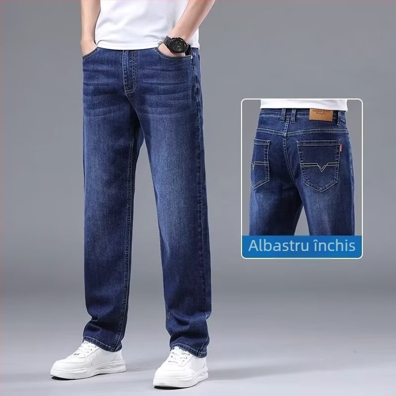 Pantaloni denim drepti – talie medie, elasticitate medie, stil urban, toamnă-iarnă 2025