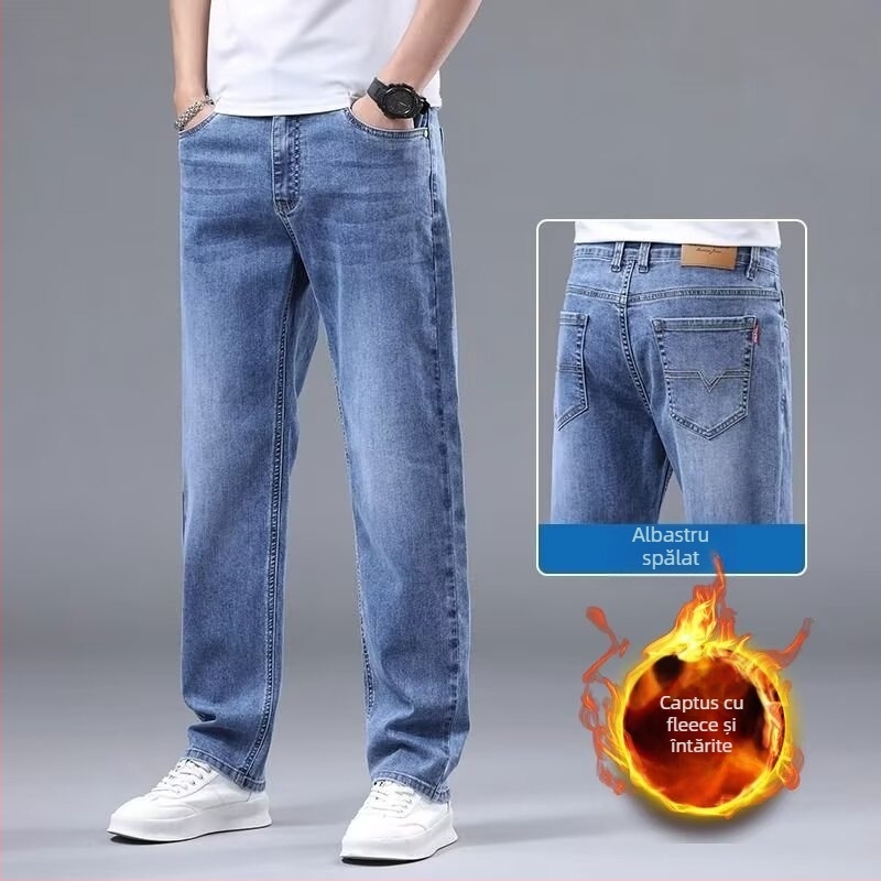 Pantaloni denim drepti – talie medie, elasticitate medie, stil urban, toamnă-iarnă 2025