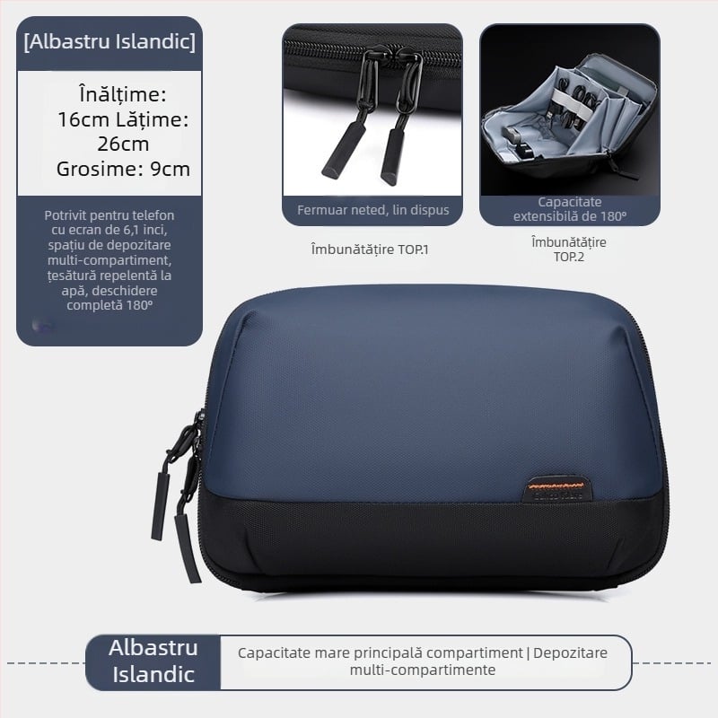 Organizator de călătorie impermeabil din Oxford pentru cabluri de date, rechizite și cosmetice