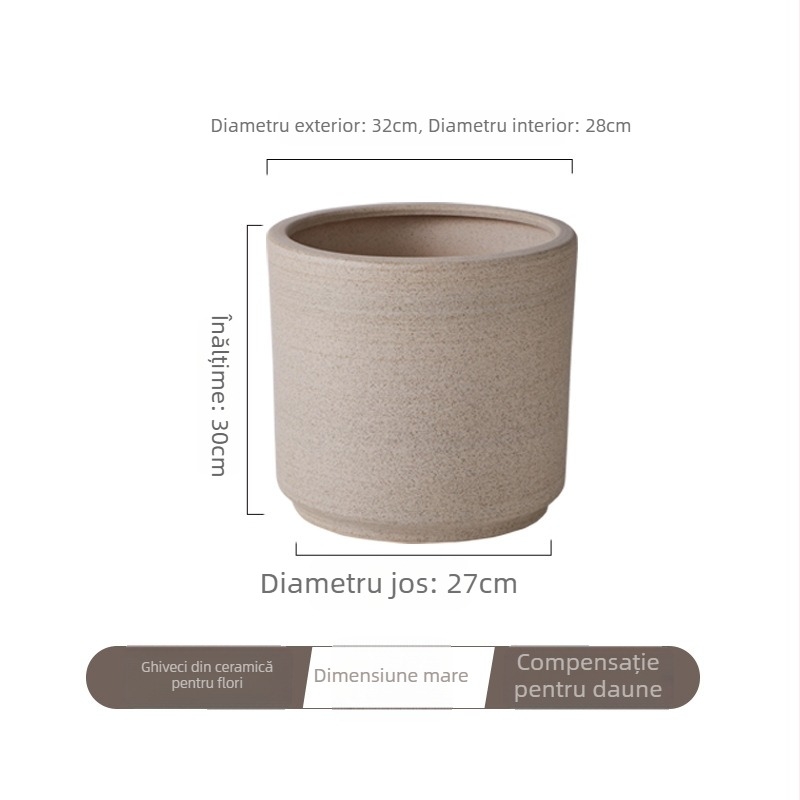 Ghiveci ceramic, stil nordic simplu, pentru podea, respirabil, durabil, copt la temperaturi înalte