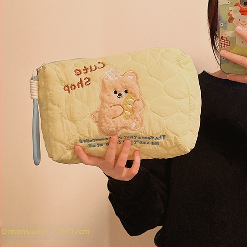 Geantă de machiaj - Formă cubică, Material textil, Ultra-ușoară, Stil cartoon drăguț, Model H476000 (Model H476000, Formă Cubică, Material Textil, Funcție Ultra-ușoară, Stil Cartoon Drăguț)