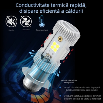 Far LED pentru motocicletă P15D, Dual-Color, iluminare apropiat și depărtat integrată, aliaj de aluminiu, 9–96V, LED 3030, model motor251-p15d, Kevanly