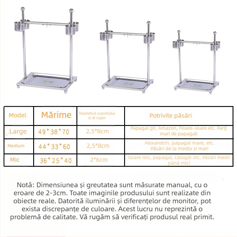 Suport pentru papagal pe podea – oțel inoxidabil, durabil, pentru păsări.