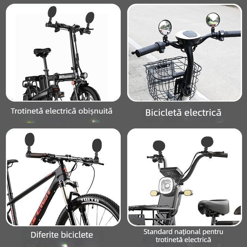 Set de 2 oglinzi retrovizoare rotative la 360° pentru vehicule electrice, pentru deplasări zilnice