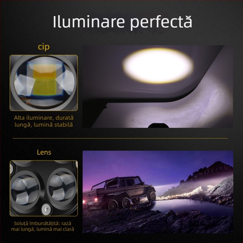 Spotlight LED pentru motocicletă cu design trifoi cu patru foi – corp din aluminiu, 12V, rezistent la apă, durată de viață 20000 h