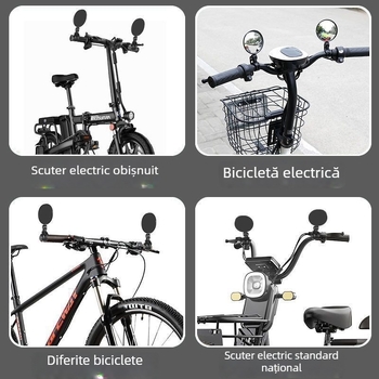 Set de 2 oglinzi retrovizoare rotative 360° pentru vehicule electrice și biciclete